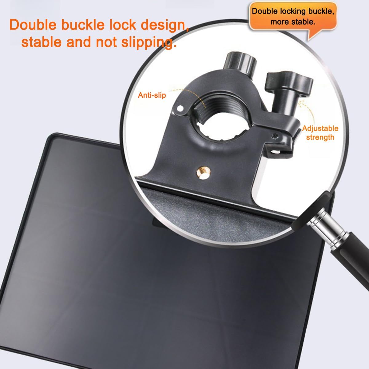 ABCISI Microphone Stand Tray, Adjustable Clip Stand Desk, Universal Microphone Stand Tray, 8.66 Inch X 6.5 Inch for Stage, Sheet Music, Live Broadcast, Recording (Stand not included)