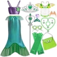 thumbnail image 2 of Green Mermaid Princess Beach Swimsuit Cosplay Costume with Accessories Set, 2 of 7