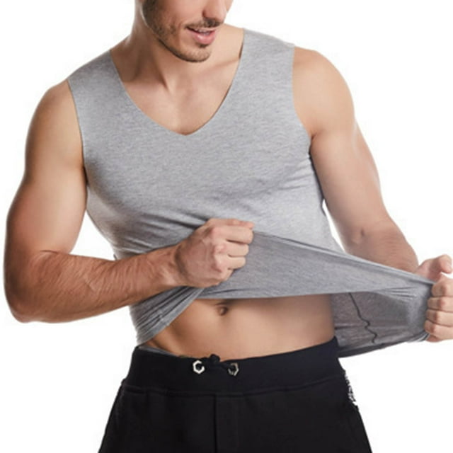 pstuiky Camisetas interiores de tirantes para hombre, Camiseta deportiva informal de color liso para hombre, holgada, sin costuras, elástica, con cuello redondo Chaleco para hombre xxxxl