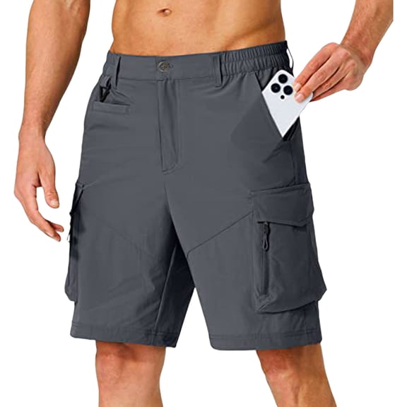 Domzle Men's Golf Shorts Stretch Dress Quick Dry Casual Flat Front Elastic Waist Shorts for Men with Pockets Dark Gray XL