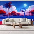 thumbnail image 2 of Basketball Wallpaper Outdoor Basketball Court Palm Tree Peel and Stick Wall Murals 69"H x 96"W Removable PVC Wall Paper Self-Adhesive Wall Paintings Art Decor for Bedroom Living Room, 2 of 7