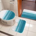 thumbnail image 4 of Turquoise White Ombre Bath Mat 3 Piece Bathroom Rug Set, Modern Country Abstract Stripes Non Slip Bath Rug Contour Mat and Toilet Lid Cover, Absorbent Shower Mats Soft Bath Rugs and Mats Sets, 4 of 8