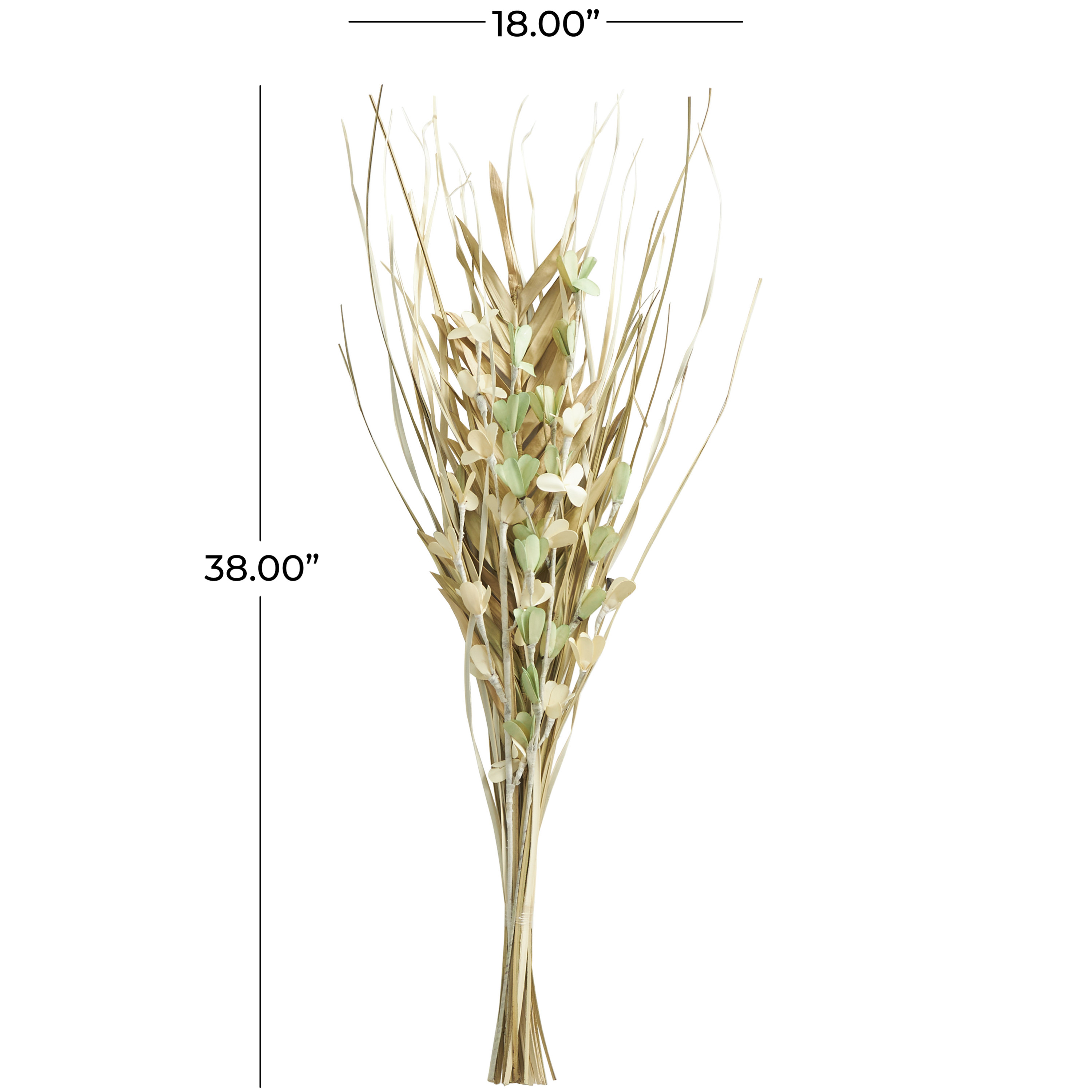 38" Handmade Tall Floral Grass Bouquet Dried Plant Natural Foliage Palm Leaf Bouquet with Green Accents, by DecMode