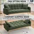 thumbnail image 2 of 69" Comfy Futon Sofa Bed with 2 Pillows, Convertible Couch Reversible Loveseat Folding Daybed Guest Bed, Tufted Teddy Fleece Upholstered Convertible Sleeper Sofa Bed for Living Room, Bedroom, Green, 2 of 7