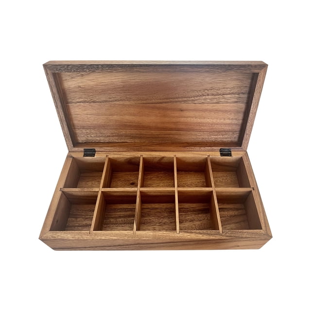 Caja para té Ironwood Gourmet XL de madera de acacia 40 x 20 x 10 cm