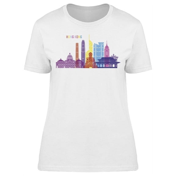 Hong Kong Skyline Pop  T-Shirt Women -Image by Shutterstock, Female Large
