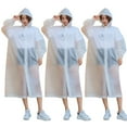 thumbnail image 1 of MasteelfCA 3 Pcs Imperméable Réutilisable Blanc Mode Poncho de Pluie Épaissi Extérieur Imperméable avec Capuche et Manches Élastiques pour Escalade Voyage Adulte, 1 of 7