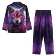thumbnail image 3 of SEANATIVE Galaxy Wolf Button Up Pajamas for Men 2 Piece Long Sleeve Pj Serts with Pockets Plus Size Large Night Suits Men Pajama Set 2 Piece Top and Pants Loungewear, 3 of 6