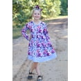 thumbnail image 4 of Millie Loves Lily Periwinkle Floral Dress with Decorative Buttons and Contrast Banding Big Girls,Size 6, 4 of 5