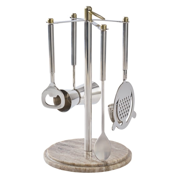 Better Homes & Gardens 5-Piece Stainless Steel Bar Tool Set with Marble Base