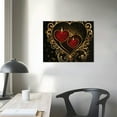 thumbnail image 4 of PIKWEEK Romantic Abstract Art Deco - Two Red Love Hearts Decorative Poster - Home Wall Canvas Print Art Deco Canvas Painting Wall Art Poster for Bedroom Living Room Decor, 4 of 5