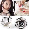 thumbnail image 3 of Black and White Rose Hand Crafted Clay Stud Earrings for Women 316 Steel Hypoallergenic, 3 of 4
