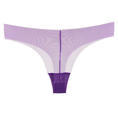 

huanledash Women Panties See Through Low Waist Close Fit Solid Color Sexy Seamless Mesh G-string Thong Briefs Underwear for Bedroom