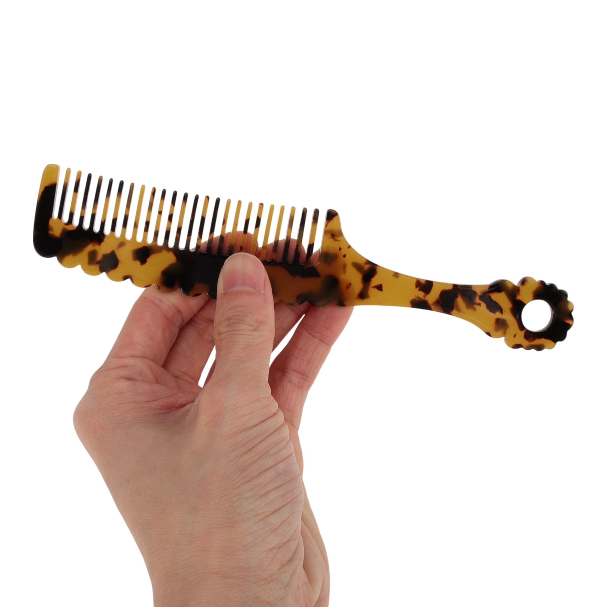 Unique Bargains 1 Pc Fashion Handle Wavy Hair Comb for All Hair Types Styles Brown