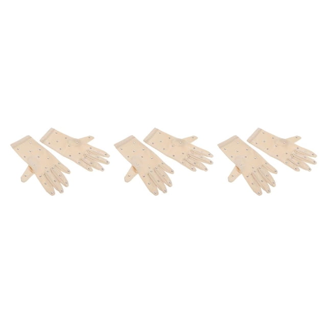 Jumpingount Elastic Girls Gloves with Rhinestones for Skating Figure Ice Competition Type1