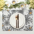 thumbnail image 3 of Halloween Spooky Spider Web Placemats Set of 4 Halloween Scary White Orange Spider Web Washable Non-Slip Heat Resistant 12×18 Inch Thick Linen Place Mats Decorative Fabric Table Mat for Dining Table, 3 of 6