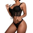 thumbnail image 1 of Gibobby Conjunto ropa interior mujer Lencería Erótica Sexy para Mujer, Mono de Piel Sexy y Casual, Baby Doll Mujer Sexy con Correa de Piel(Negro, CH), 1 of 5