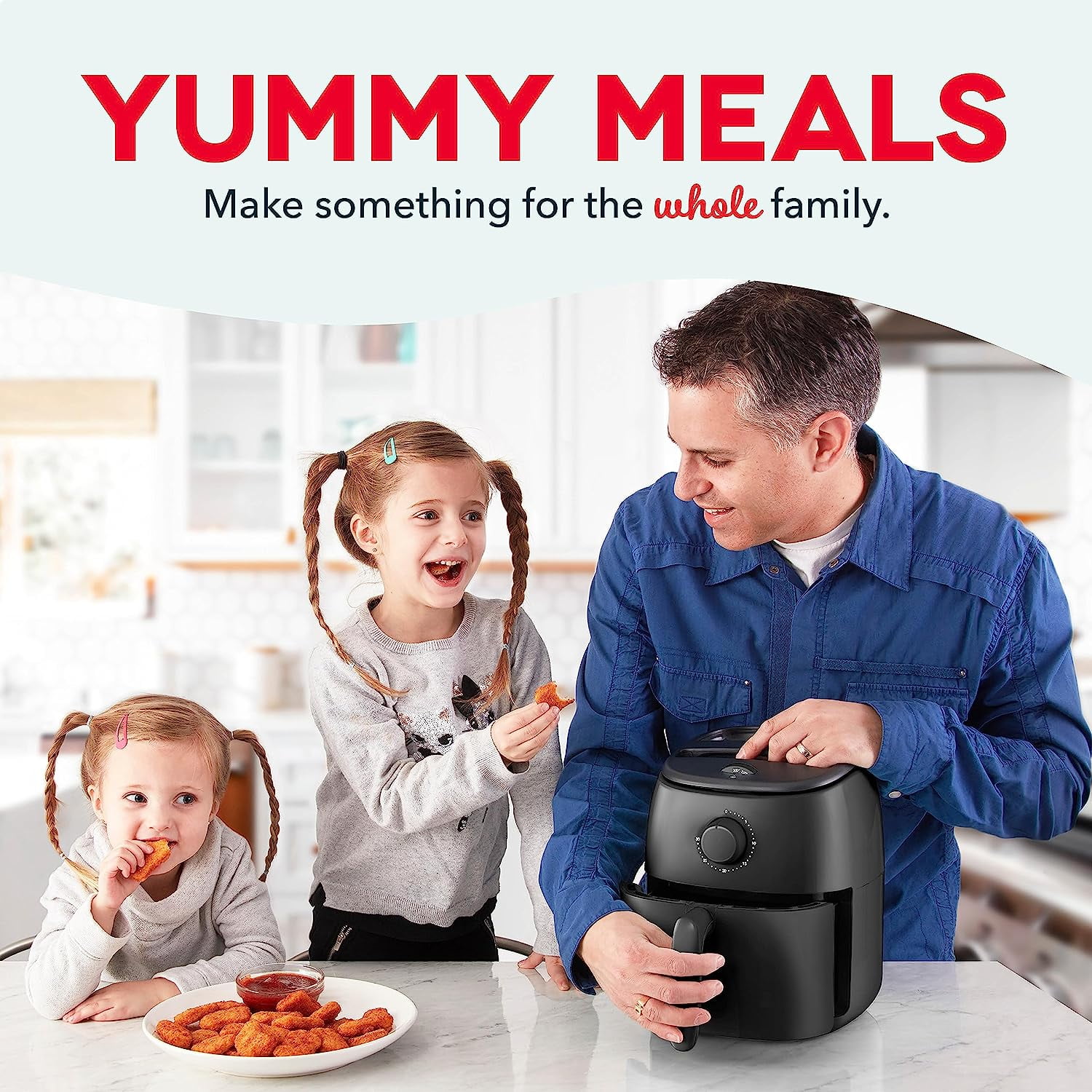 Dash Tasti-Crisp Air Fryer, 2.6 qt, Black - Auto Shut off, Non-Stick Fry Basket