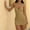 A1145 Khaki, variant on Xdegoge Club Dress for Women Mini Bodycon Deep V Neck Halter Sleeveless Summer Dress Solid Cutout Ruched Drape Detail Flattering Party Night Out Date Outfit