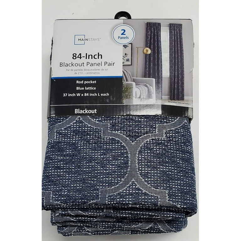 Mainstays Jacquard Blackout Panel Pair, Set of 2 Curtains, Blue
