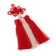 thumbnail image 5 of Borla de nudo chino hecha a mano con hilo de seda, ideal para hacer tú mismo, como marcapáginas o para coche. Rojo + Beige, 5 of 9