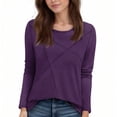 thumbnail image 4 of Fashionable Women's Long-Sleeved Round Neck Casual Pleated Loose Top With Relaxed Fit And Classic Design, Perfect For Multiple Occasions Daily, Beach, Outings, Parties, Work, And Xl Purple, 4 of 6