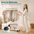 thumbnail image 5 of Yucurem Rolling Clothing Racks with 2 Hanging Rods, Clothes Rack with 2-Tier Bottom Shelf, Bear up to 250lb for Bedroom (56"x47"x16" White), 5 of 8