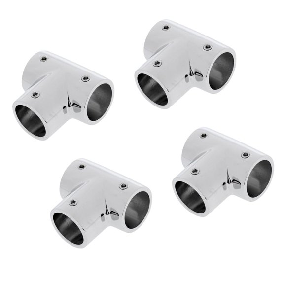 4pcs 316 Marine-Grade Stainle Steel 90 Degree Boat Hand Rail Fitting T/Tee Hardware Mirror Polished (1-inch/25mm)