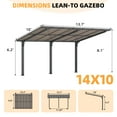thumbnail image 2 of AECOJOY 14' x 10' Gazebo, Outdoor Wall Mounted Hardtop Gazebo & Pergola with Aluminum Frame for Patio, Porch and Backyard in Black, 2 of 11