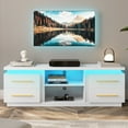 thumbnail image 3 of BELLEZE 66" TV Stand for TVs Up to 75", Entertainment Center with Music Sync LED Lights, Media Console Table Storage Cabinet with Open Shelves & Drawers for Living room, Bedroom - Hawthorn (White), 3 of 7