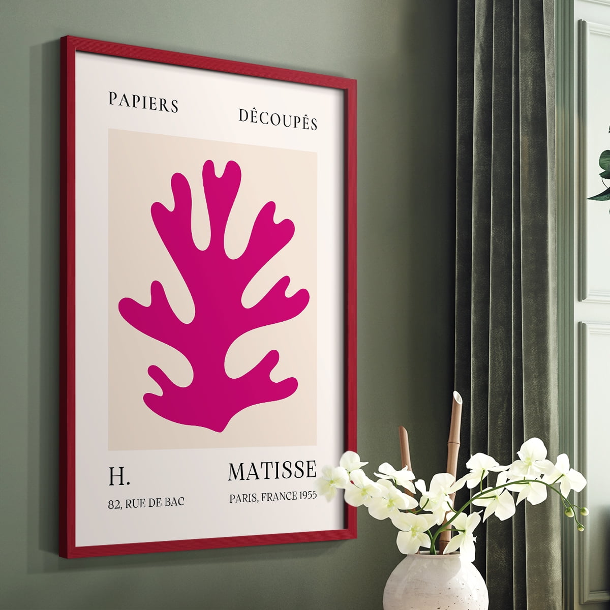 Matisse CLXI Framed Print in Red Solid Wood 11 x 14 Framed Print