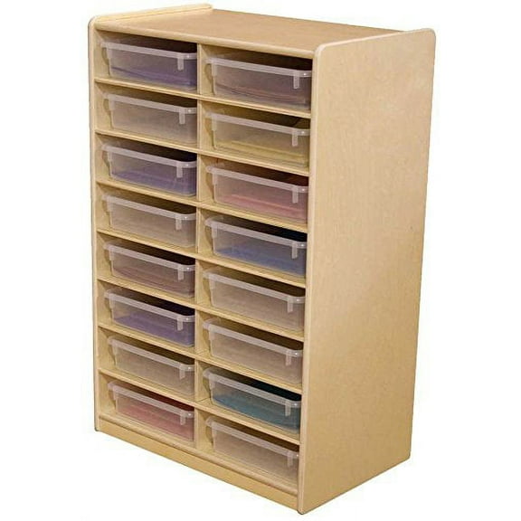16-Letter Tray Storage Unit with 3 in. Translucent Trays