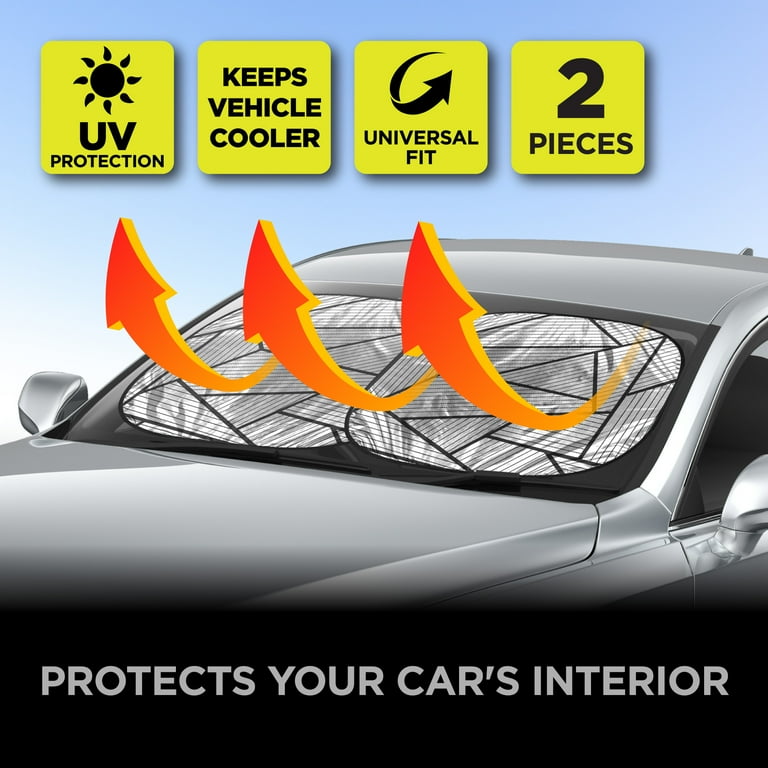 2 pack) Auto Drive Two Counts Polygon Universal Fit Twist Sunshade