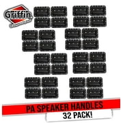 Metal Flip Speaker Cabinet Handles (32-PACK) for Rack Road Flight Trunk by GRIFFIN | Spring-Loaded Flush Pull with Black Grip Rubber Padding | DJ PA Pro-Audio Stage Gear Parts