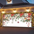 thumbnail image 3 of Fsddascl 7 x 16 Ft Christmas Garage Door Cover, Christmas Large Garage Door Banner, Xmas Poinsettia Balls Botanical Birds Hanging Garage Mural Background for Indoor Outdoor Xmas Party Supplies, 3 of 9