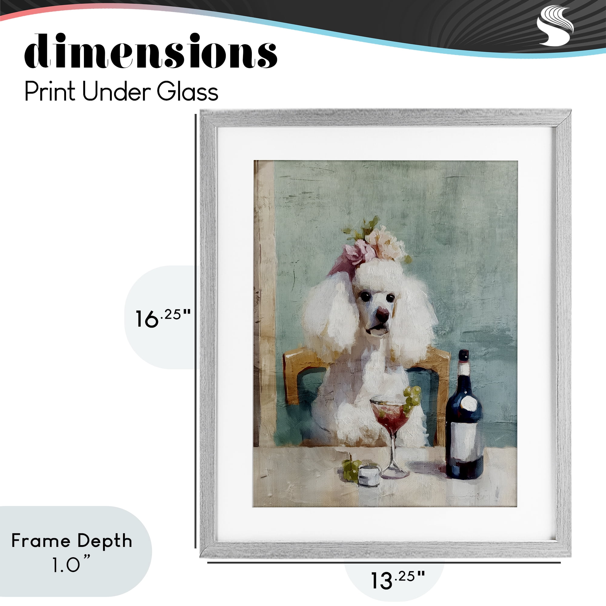 Stupell Industries Poodle At Lunch Gray Framed Print Under Glass, design by Annabelle Hall
