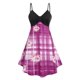 thumbnail image 1 of Vestido de Talla Extra a Cuadros de Cintura Imperio con Estampado Floral de Talla Grande Rosegal  Vestidos casuales de talla grande, 1 of 5
