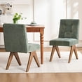 thumbnail image 4 of Kidol & Shellder Modern Upholstered Dining Chairs Set of 2 Tufted Armless Kitchen Chairs with Linen Fabric & Wooden Legs,Green, 4 of 9