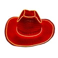 thumbnail image 2 of Carnival Lighted Cowboy Hat Mardi Gras Light Up Cowgirl Hat Venetian Carnival LED Flashing Cap Sequin Party Cap Dance Party Accessory Masquerade Party Supply for Wedding Bridal(Red), 2 of 3