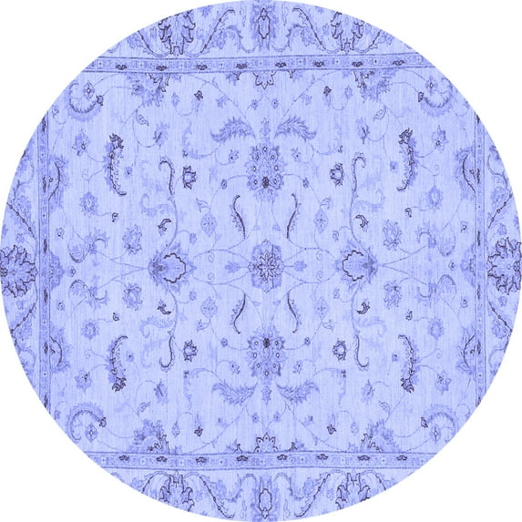 Ahgly Company Indoor Round Oriental Blue Traditional Area Rugs, 7' Round