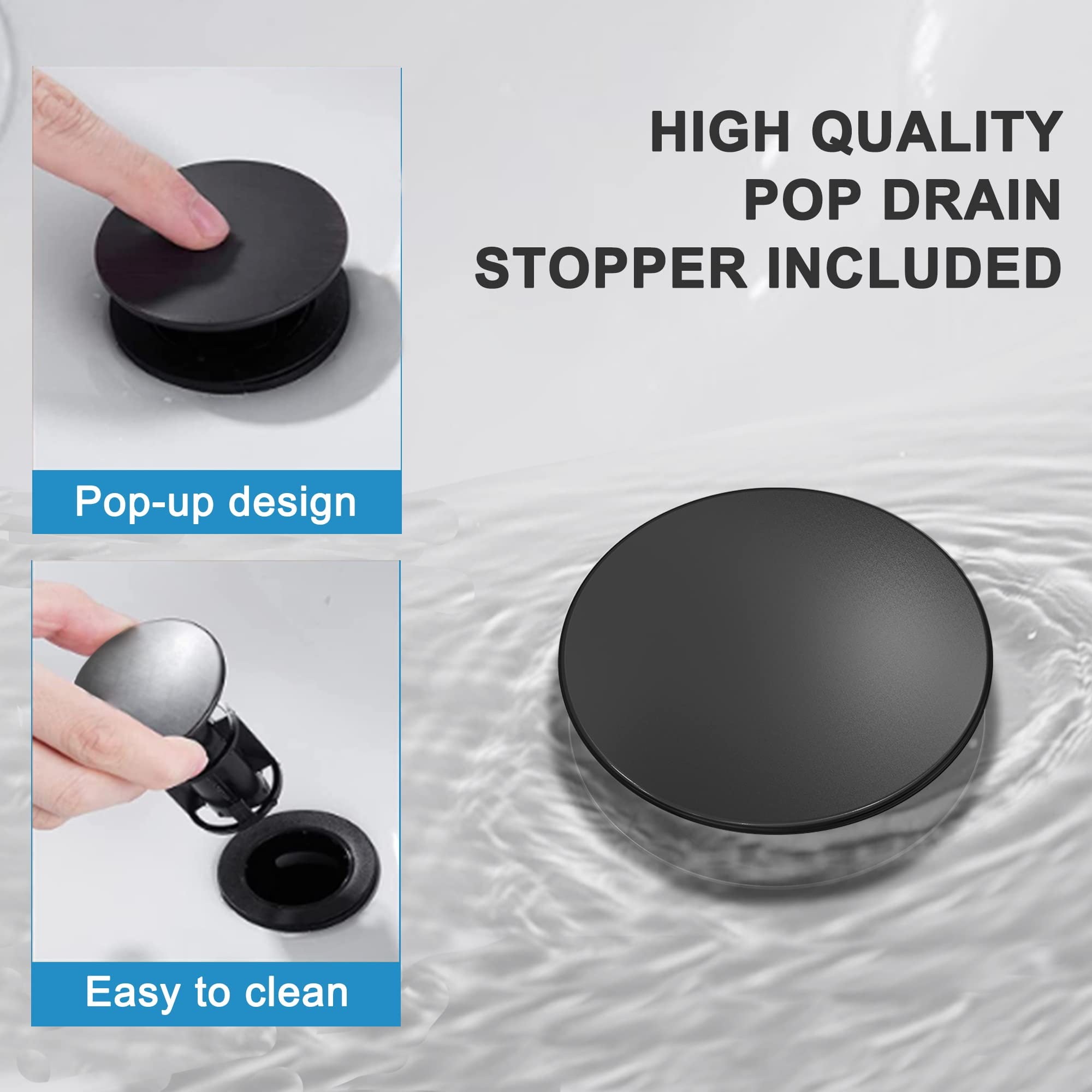 Matte Black Bathroom Sink Faucet Single Handle Bathroom Faucet Black Single Hole Vanity Faucet Modern RV Faucet Deck Mount 1 Hole or 3 Hole
