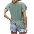 thumbnail image 5 of QAFOPEH Women V Neck Ruffle Sleeve Cutout Pattern Solid Color Top, 5 of 5