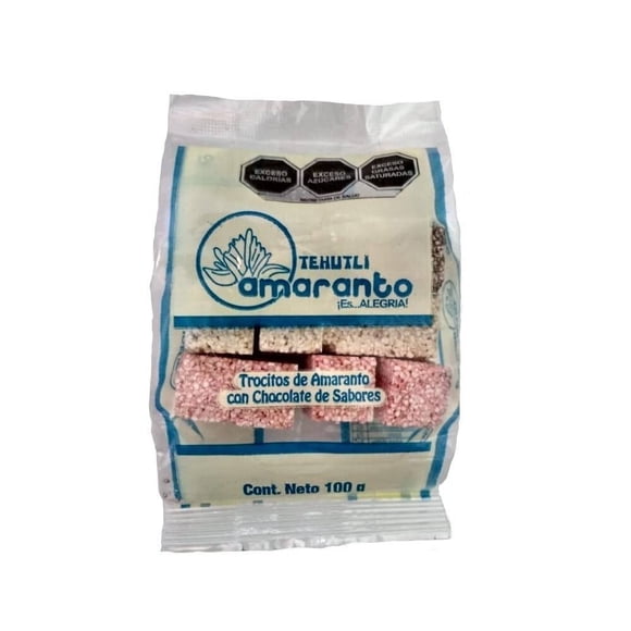 Trocitos de amaranto Tehutli con chocolate de sabores 100 g