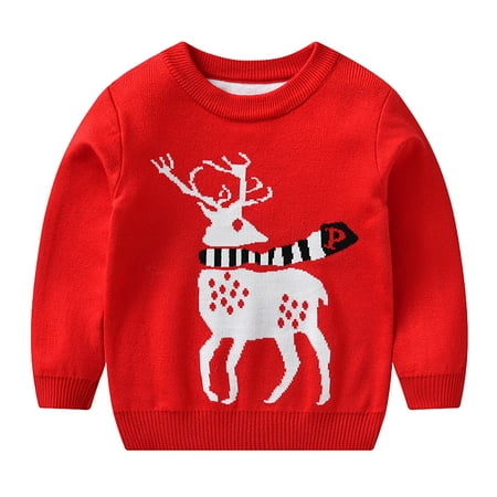 

Yubatuo Toddler Youth Teen Boys Girls Christmas Cartoon Knit Print Sweater Knitwear Baby Boy Clothes Red 130