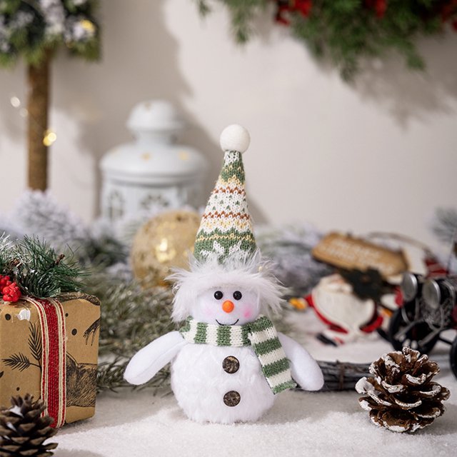 Muñeco de Nieve Luminoso Hot6sl de Punto Verde Oscuro con Luces Adornos Navideños