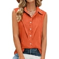 thumbnail image 3 of Button Front Women's Tank Tops Collared Sleeveless Solid Blouses Perfect for Work Weekend Errands and Casual Days Outgoing, 3 of 5