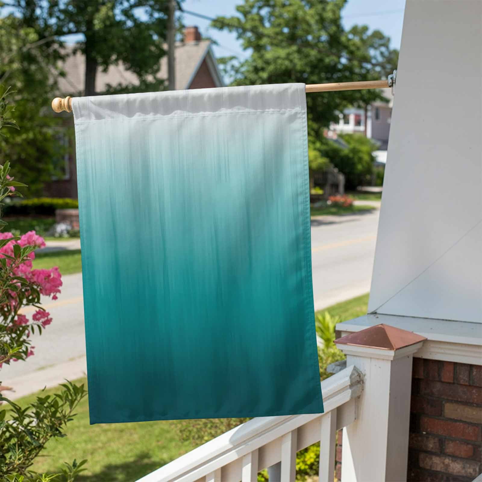 Teal Ombre House Flag 28 x 40 Inches, Contemporary Gradient Abstract Weather Proof Outdoor Patio Flags Double Sided Small House Decoration for Yard Lawn Outside Home