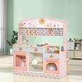 thumbnail image 2 of Costway 2 in 1 Kids Play Kitchen & Restaurant Double-Sided Pretend Playset with Canopy, 2 of 10