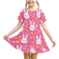 thumbnail image 6 of Ugoldhm Girls Casual Short Sleeve Summer Midi Dress - Crew Neck Flowy Sun Dresses, Size 3-12, 6 of 9