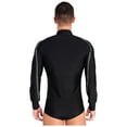 thumbnail image 4 of YiZYiF 2Pcs Men Latin Ballroom Dance Leotard Outfits Bodysuit Top with Tassels Flare Pants Dancewear Black L, 4 of 7